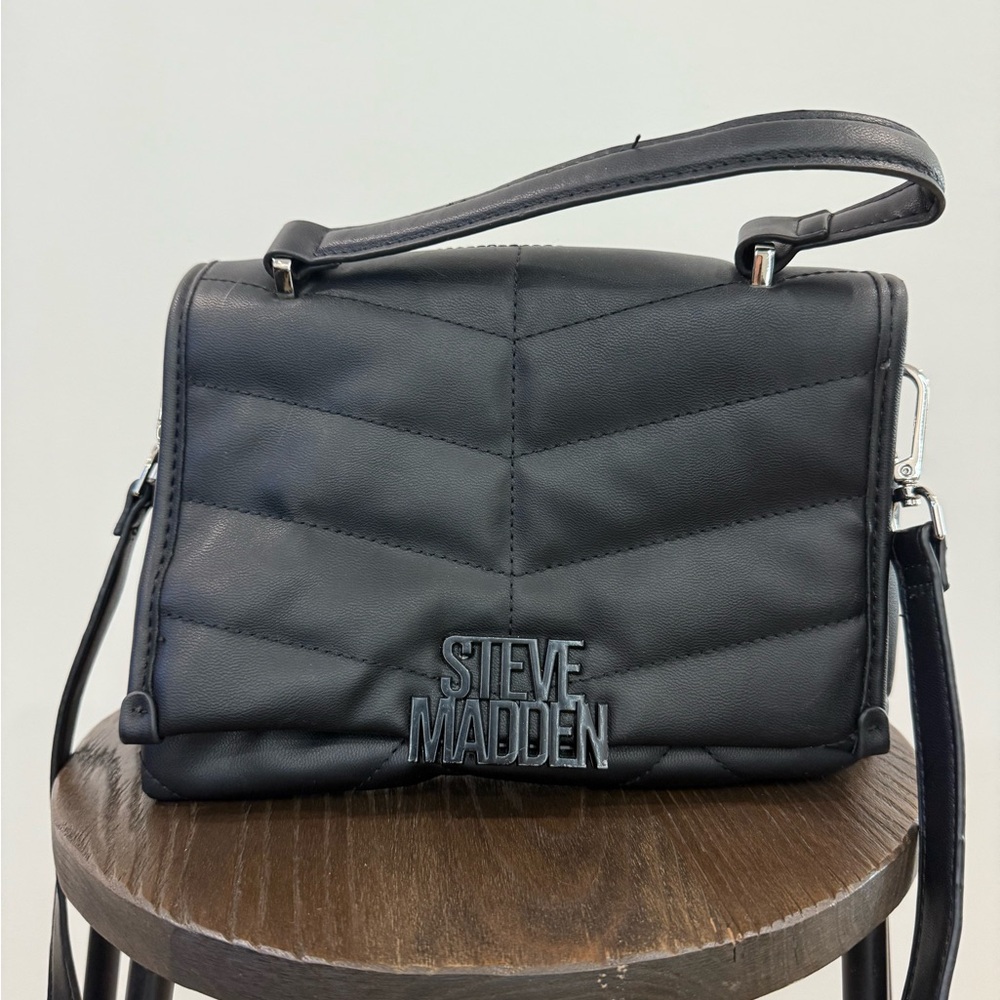 Steve Madden Black Quilted Messenger Bag